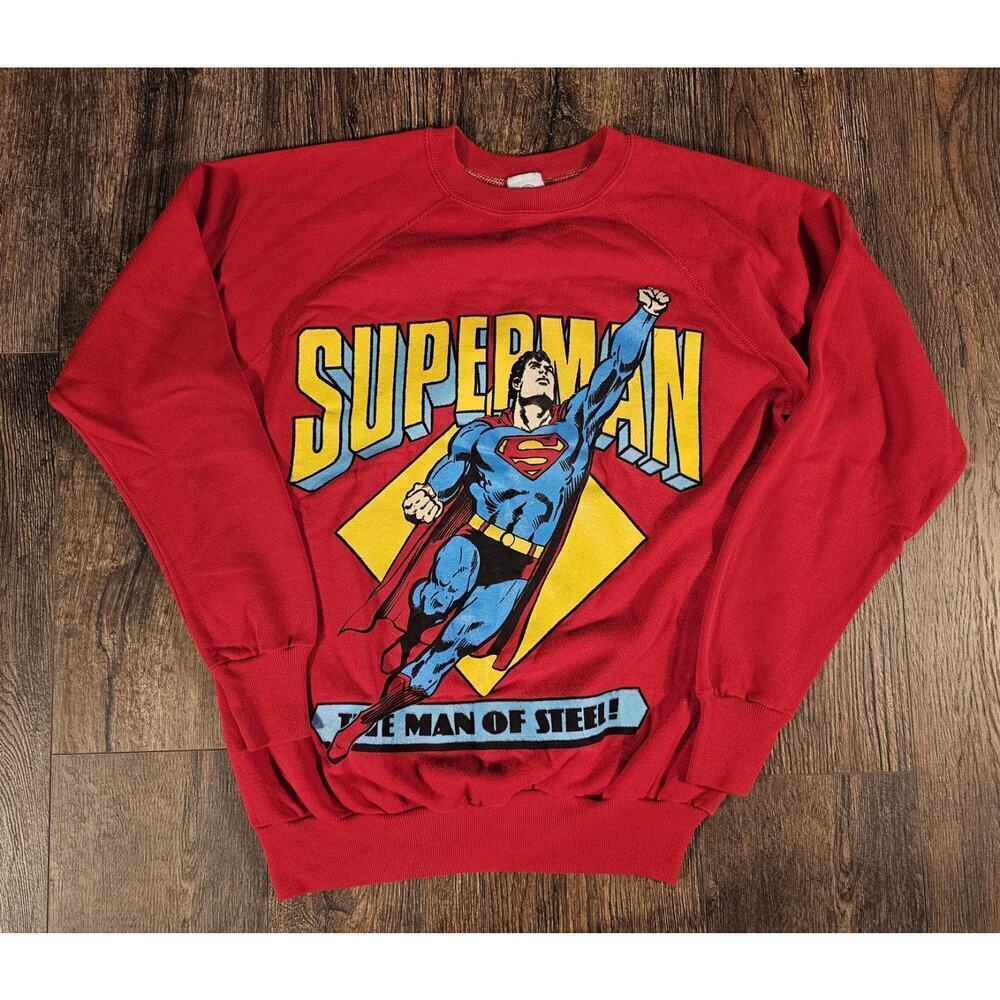 Vintage Superman The Man Of Steel 70s Graphic Print Crewneck Sweatshirt Sz XL